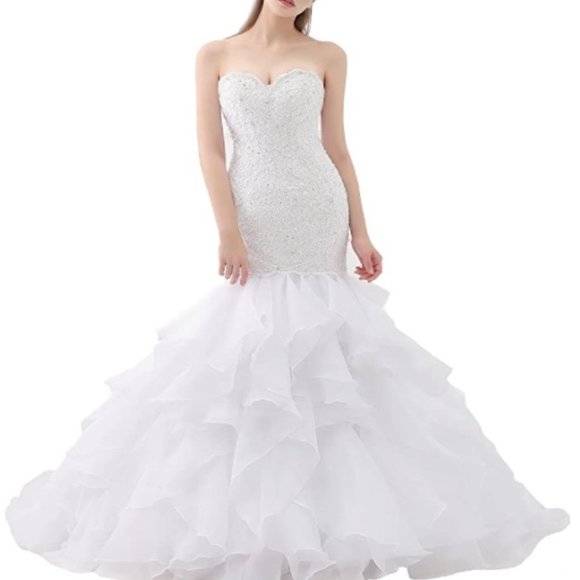 Strapless Mermaid Sweetheart Wedding Gown with Lace Bodice-Brand New-Never Worn - Picture 6 of 10